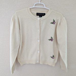 Samantha Hall Silk Angora Vintage Cottage Granny Cardigan Size M